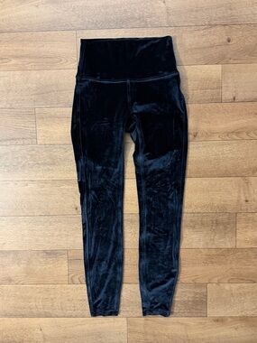 Lululemon Size 4 Wunder Lounge High-Rise Tight Black Velvet Leggings Comfortable